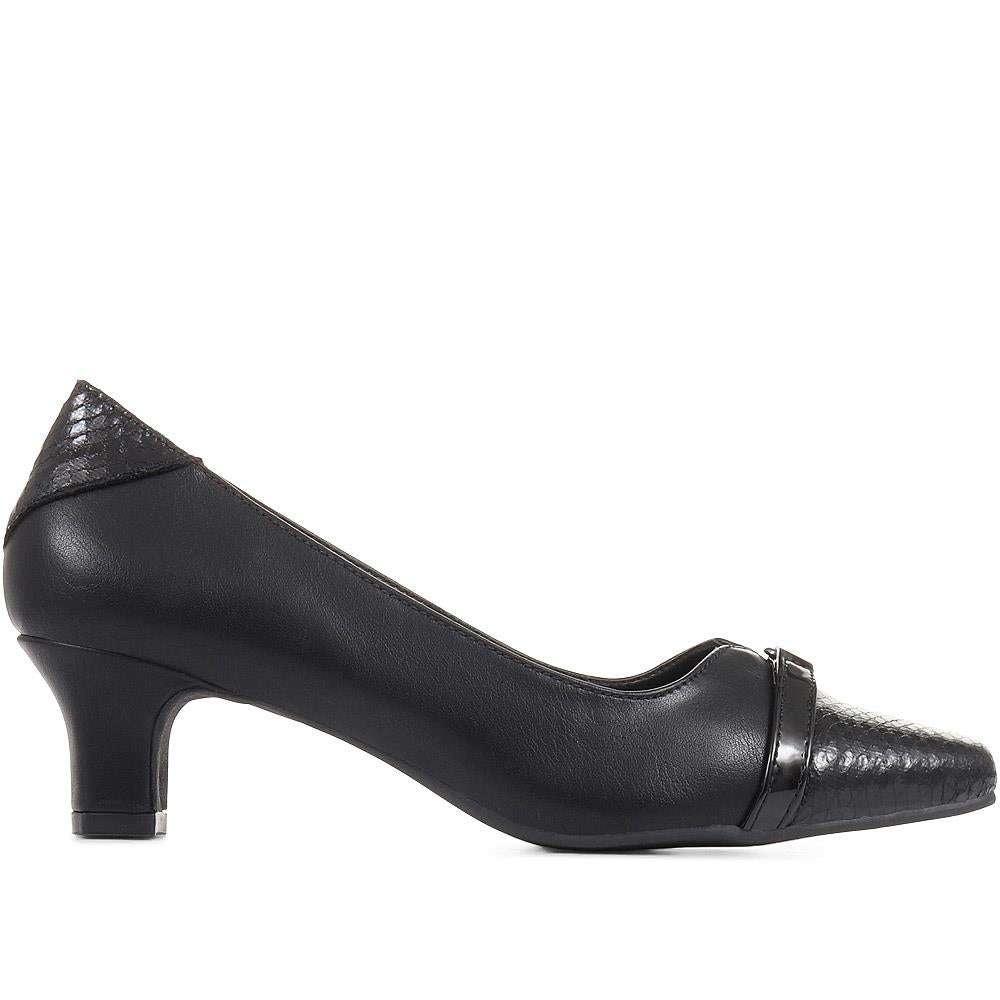 Lleida Sweetheart Cut Heeled Court Shoes Wide Fit | Simply Be