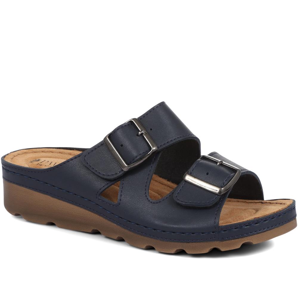 Designer Genuine Leather Lock It Flat Mule Tucson Slippers For Women Summer  Flats In Black, White, And Blue Available In US Sizes 4 11 From Goodfortm,  $56.29