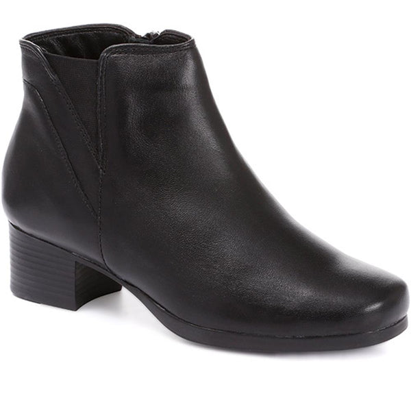 Women's Heeled Black Leather Ankle Boots - NAP30008 / 316 682 / 316 682