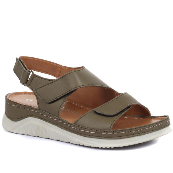 Ladies Fully Adjustable Khaki Leather Sandals - GENC33005 / 319 790 / 319 790
